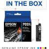 imageEPSON 702 DURABrite Ultra Ink High Capacity Cyan Cartridge T702XL220S Works with WorkForce Pro WF3720 WF3730 WF3733Black
