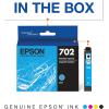 imageEPSON 702 DURABrite Ultra Ink High Capacity Cyan Cartridge T702XL220S Works with WorkForce Pro WF3720 WF3730 WF3733Black