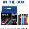 imageEPSON 702 DURABrite Ultra Ink High Capacity Cyan Cartridge T702XL220S Works with WorkForce Pro WF3720 WF3730 WF3733Black and color combo pack