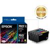imageEPSON 702 DURABrite Ultra Ink High Capacity Cyan Cartridge T702XL220S Works with WorkForce Pro WF3720 WF3730 WF3733Black and color combo pack
