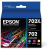 imageEPSON 702 DURABrite Ultra Ink High Capacity Cyan Cartridge T702XL220S Works with WorkForce Pro WF3720 WF3730 WF3733Black and color combo pack