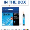 imageEPSON 702 DURABrite Ultra Ink High Capacity Cyan Cartridge T702XL220S Works with WorkForce Pro WF3720 WF3730 WF3733Cyan