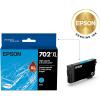 imageEPSON 702 DURABrite Ultra Ink High Capacity Cyan Cartridge T702XL220S Works with WorkForce Pro WF3720 WF3730 WF3733Cyan