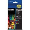 imageEpson T802XLBCS DURABrite Ultra Black High Capacity and Color Combo Pack Standard Capacity Cartridge Ink ampamp T802520 DURABrite Ultra Color Combo Pack Standard Capacity Cartridge InkBlack and color combo pack