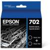 imageEPSON 702 DURABrite Ultra Ink Standard Capacity Black Dual Cartridge Pack T702120D2 Works with WorkForce Pro WF3720 WF3730 WF3733