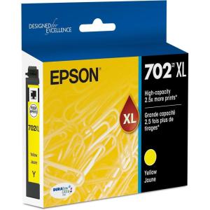 imageEPSON 702 DURABrite Ultra Ink High Capacity Cyan Cartridge T702XL220S Works with WorkForce Pro WF3720 WF3730 WF3733Yellow