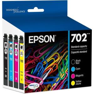 imageEPSON 702 DURABrite Ultra Ink Standard Capacity Black ampamp Color Cartridge Combo Pack T702120BCS Works with WorkForce Pro WF3720 WF3730 WF3733