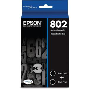 imageEPSON 802 DURABrite Ultra Ink Standard Capacity Black Dual Cartridge Pack T802120D2 Works with WorkForce Pro WF4720 WF4730 WF4734 WF4740