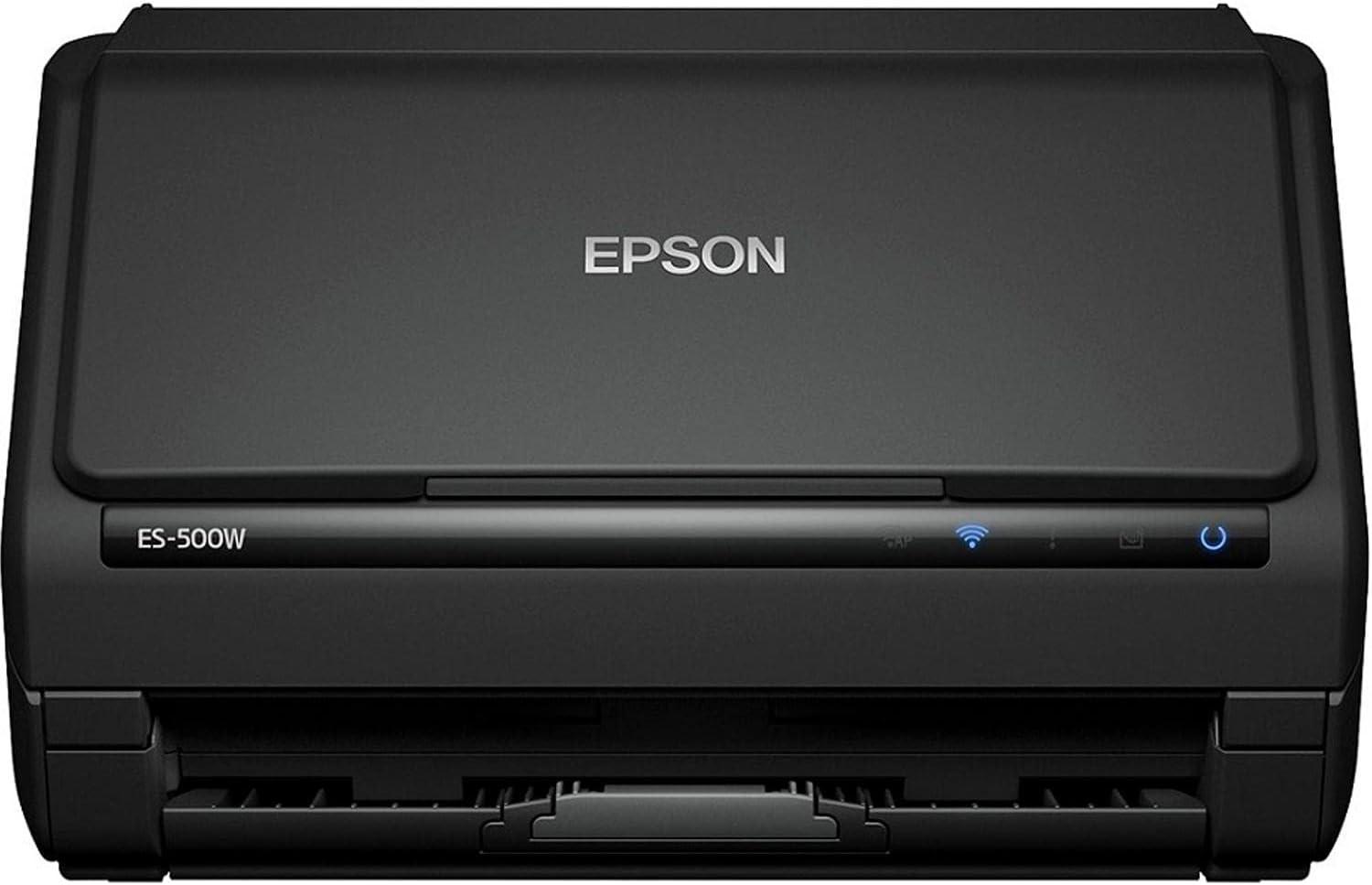 imageEpson Workforce ES500W II Wireless Color Duplex Desktop Document Scanner for PC and Mac with Auto Document Feeder ADF and Scan from Smartphone or TabletES500W  New
