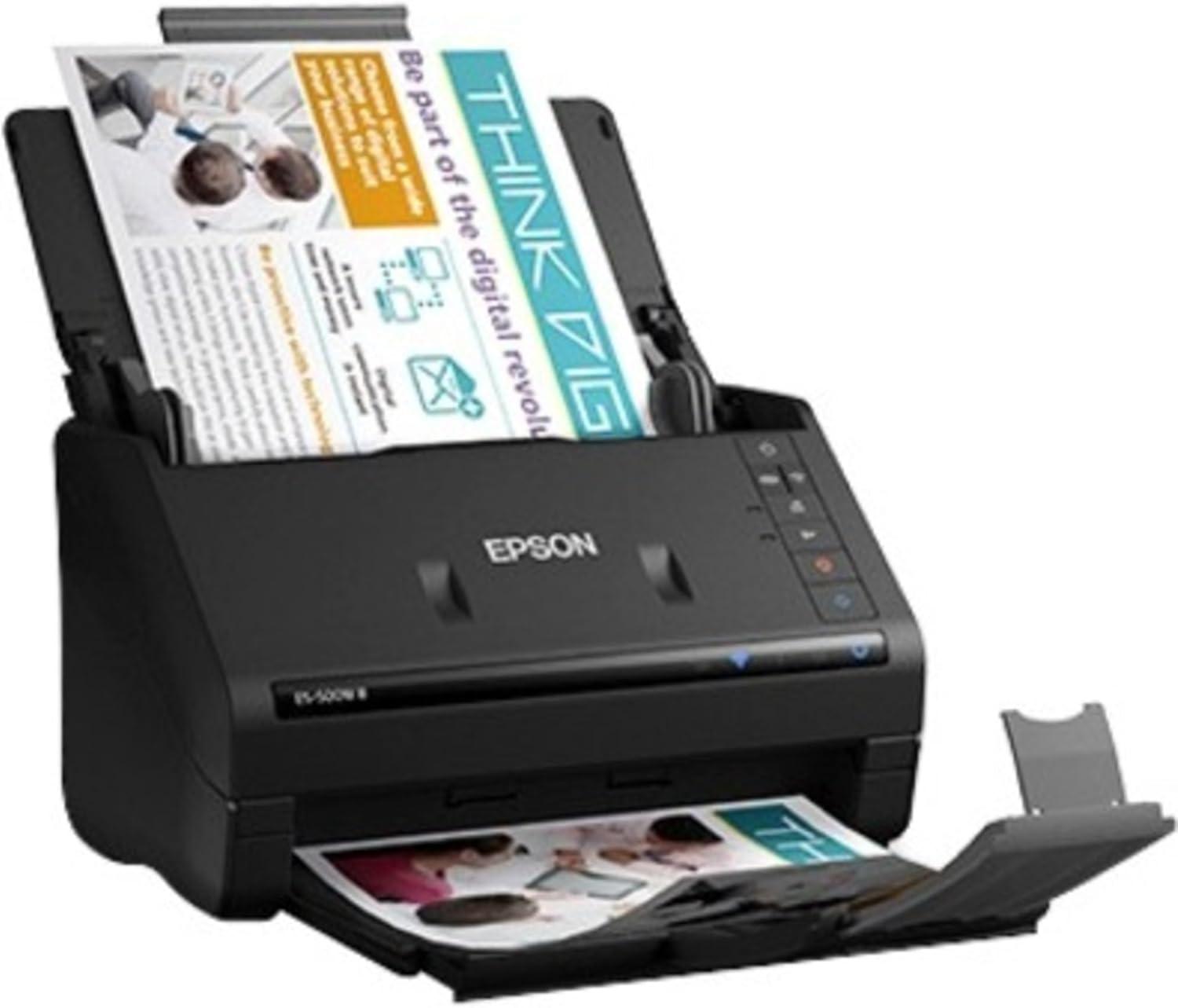 imageEpson Workforce ES500W II Wireless Color Duplex Desktop Document Scanner for PC and Mac with Auto Document Feeder ADF and Scan from Smartphone or TabletES500W II  New