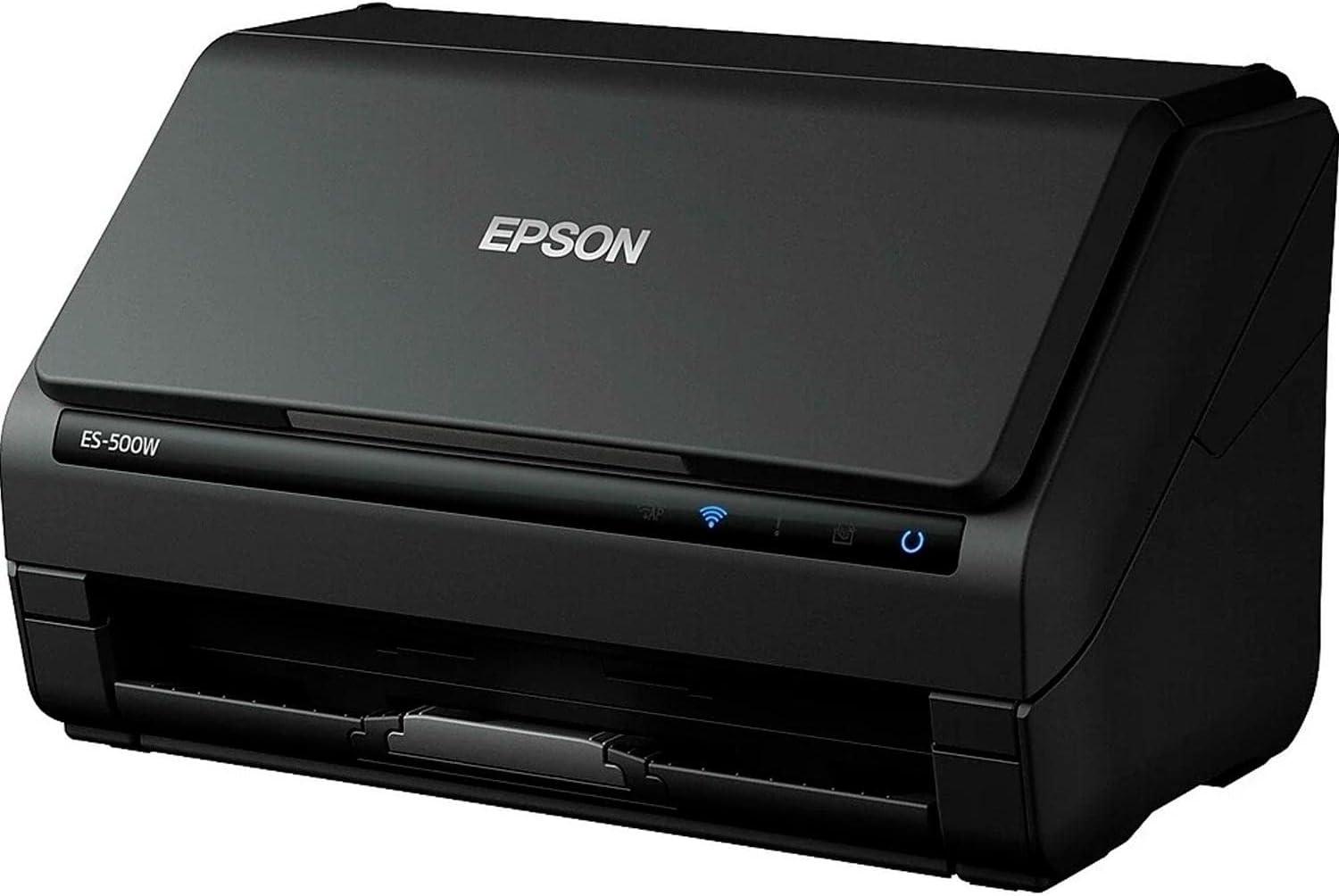imageEpson Workforce ES500W II Wireless Color Duplex Desktop Document Scanner for PC and Mac with Auto Document Feeder ADF and Scan from Smartphone or TabletES500W  New