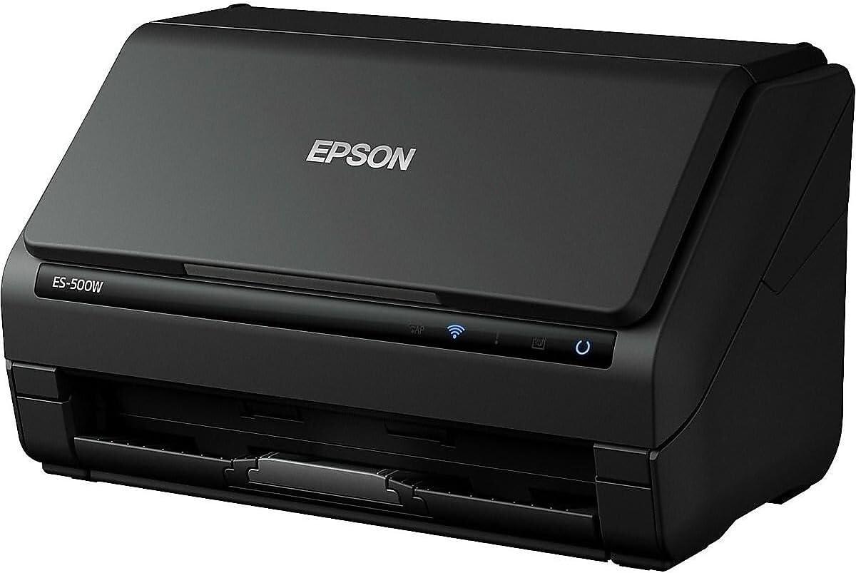 imageEpson Workforce ES500W II Wireless Color Duplex Desktop Document Scanner for PC and Mac with Auto Document Feeder ADF and Scan from Smartphone or TabletES500W  New