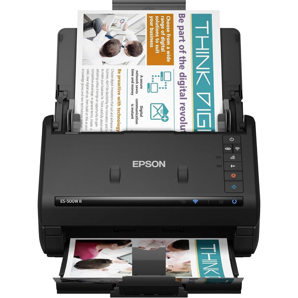 imageEpson Workforce ES500W II Wireless Color Duplex Desktop Document Scanner for PC and Mac with Auto Document Feeder ADF and Scan from Smartphone or TabletES500W II  New