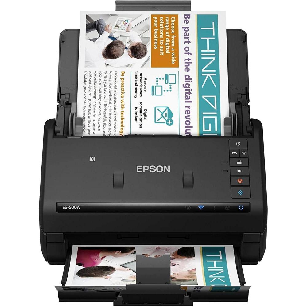 imageEpson Workforce ES500W II Wireless Color Duplex Desktop Document Scanner for PC and Mac with Auto Document Feeder ADF and Scan from Smartphone or TabletES500W  New