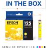 imageEPSON 125 DURABrite Ultra Ink Standard Capacity Yellow Cartridge T125420 Works with Stylus NX125 NX127 NX130 NX230 NX420 NX530 NX625 WorkForce WF320 WF323 WF325 WF5201 Count Pack of 2