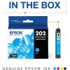 imageEPSON 202 Claria Ink Standard Capacity Cyan Cartridge T202220S Works with WorkForce WF2860 Expression XP5100Cyan