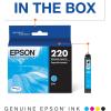 imageEPSON 220 DURABrite Ultra Ink Standard Capacity Yellow Cartridge T220420S Works with WorkForce WF2630 WF2650 WF2660 WF2750 WF2760 Expression XP320 XP420 XP424Cyan