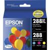 imageEpson 288 DURABrite Ultra Ink High Capacity Black ampamp Standard Color Cartridge Combo Pack T288XLBCS 288 DURABrite Ultra Ink High Capacity Cyan Cartridge T288XL220S4 Color Ink  Cyan Ink