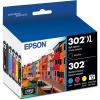 imageEPSON 302 Claria Premium Ink High Capacity Black ampamp Standard Color Cartridge Combo Pack T302XLBCS Works with Expression Premium XP6000 XP6100