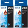 imageEPSON 312 Claria Photo HD Ink High Capacity Cyan Cartridge T312XL220S Works with Expression Photo XP8500 XP8600 XP8700 XP150001 Count Pack of 2