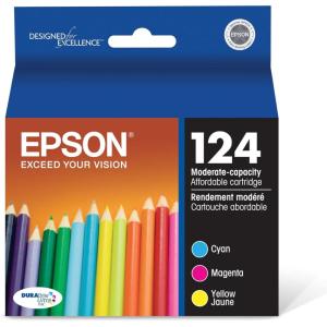 imageEPSON 124 DURABrite Ultra Ink Standard Capacity Black Cartridge T124120S Works with Stylus NX125 NX127 NX130 NX230 NX330 NX420 NX430 WorkForce WF320 WF323 WF325 WF435Color Combo Pack