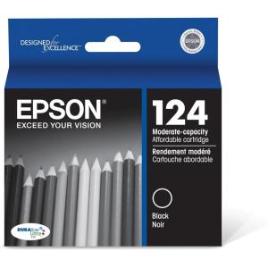 imageEPSON 124 DURABrite Ultra Ink Standard Capacity Black Cartridge T124120S Works with Stylus NX125 NX127 NX130 NX230 NX330 NX420 NX430 WorkForce WF320 WF323 WF325 WF435Black