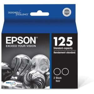 imageEPSON 125 DURABrite Ultra Ink Standard Capacity Black Dual Cartridge T125120D2 Works with Stylus NX125 NX127 NX130 NX230 NX420 NX530 NX625 WorkForce WF320 WF323 WF325 WF520