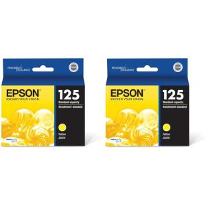 imageEPSON 125 DURABrite Ultra Ink Standard Capacity Yellow Cartridge T125420 Works with Stylus NX125 NX127 NX130 NX230 NX420 NX530 NX625 WorkForce WF320 WF323 WF325 WF5201 Count Pack of 2