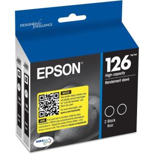 imageEPSON 126 DURABrite Ultra Ink Black Dual Cartridge For WF3520 WF3530 WF3540 WF520 WF545 WF630 WF633 WF635 WF645 WF7010 WF7510 WF7520 WF840 WF845 and other select modelsInk