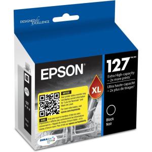 imageEPSON 127 DURABrite Ultra Ink Black Cartridge For NX530 NX625 WF3520 WF3530 WF3540 WF545 WF60 WF630 WF633 WF635 WF645 WF7010 WF7510 WF7520 WF840 WF845Water ResistantBlack