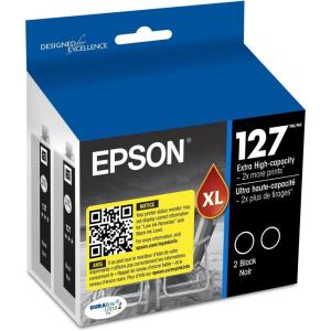 imageEPSON 127 DURABrite Ultra Ink Black Dual Cartridge Pack For NX530 NX625 WF3520 WF3530 WF3540 WF545 WF60 WF630 WF633 WF635 WF645 WF7010 WF7510 WF7520 WF840 WF845Dual pack