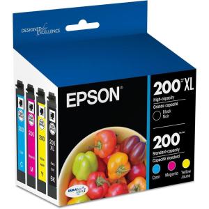 imageEPSON 200 DURABrite Ultra Ink High Capacity Cyan Cartridge T200XL220S Works with WorkForce WF2520 WF2530 WF2540 Expression XP200 XP300 XP310 XP400 XP410Black and color combo pack