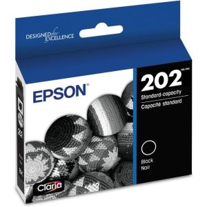imageEPSON 202 Claria Ink Standard Capacity Black Cartridge T202120S Works with WorkForce WF2860 Expression XP5100Black