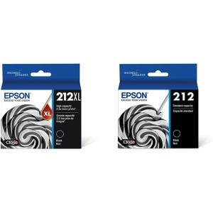 imageEPSON 212 Claria Ink Black Cartridge Bundle for WorkForce WF2830 WF2850 Expression XP4100 XP4105 Printers212XL Black Ink  T212 Black Ink