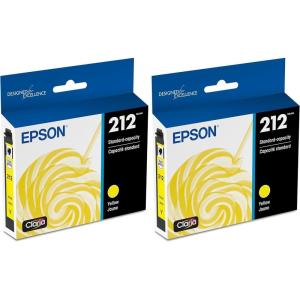 imageEPSON 212 Claria Ink Standard Capacity Yellow Cartridge T212420S Works with WorkForce WF2830 WF2850 Expression XP4100 XP41051 Count Pack of 2