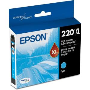 imageEPSON 220 DURABrite Ultra Ink High Capacity Black Cartridge T220XL120S Works with WorkForce WF2630 WF2650 WF2660 WF2750 WF2760 Expression XP320 XP420 XP424Cyan