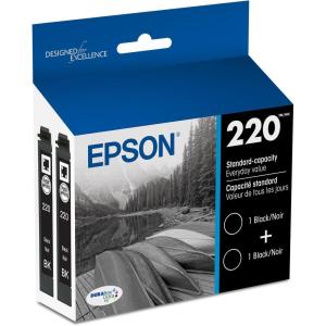 imageEPSON 220 DURABrite Ultra Ink Standard Capacity Black Dual Cartridge Pack T220120D2 Works with WorkForce WF2630 WF2650 WF2660 WF2750 WF2760 Expression XP320 XP420 XP424