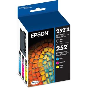 imageEPSON 252 DURABrite Ultra Ink High Capacity Black ampamp Standard Color Cartridge Combo Pack T252XLBCS Works with WorkForce WF3620 WF3640 WF7110 WF7610 WF7620 WF7710 WF7720 WF7210MultiPack