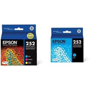 imageEPSON 252 DURABrite Ultra Ink Standard Capacity Color Combo Pack T252520S Works with WorkForce WF3620 WF3640 WF7110 WF7610 WF7620 WF7710 WF7720 WF7210Color Combo Ink  Cyan Ink