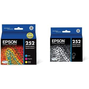 imageEPSON 252 DURABrite Ultra Ink Standard Capacity Color Combo Pack T252520S Works with WorkForce WF3620 WF3640 WF7110 WF7610 WF7620 WF7710 WF7720 WF7210Color Combo Ink  Black Ink