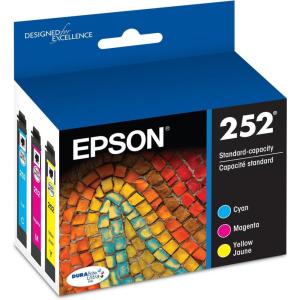 imageEPSON 252 DURABrite Ultra Ink Standard Capacity Color Combo Pack T252520S Works with WorkForce WF3620 WF3640 WF7110 WF7610 WF7620 WF7710 WF7720 WF7210Color Combo Ink
