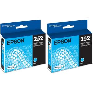 imageEPSON 252 DURABrite Ultra Ink Standard Capacity Cyan Cartridge T252220S Works with WorkForce WF3620 WF3640 WF7110 WF7610 WF7620 WF7710 WF7720 WF72101 Count Pack of 2