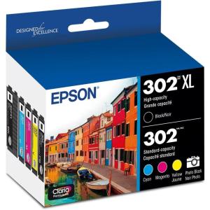 imageEPSON 302 Claria Premium Ink High Capacity Black ampamp Standard Color Cartridge Combo Pack T302XLBCS Works with Expression Premium XP6000 XP6100
