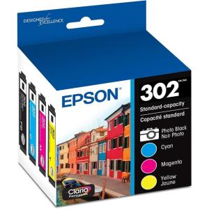 imageEPSON 302 Claria Premium Ink Standard Capacity T302020S Works with Expression Premium XP6000 XP6100Photo Black and Color Multipack