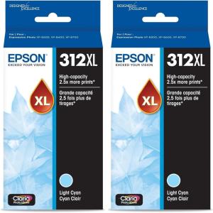 imageEPSON 312 Claria Photo HD Ink High Capacity Light Cyan Cartridge T312XL520S Works with Expression Photo XP8500 XP8600 XP8700 XP150001 Count Pack of 2