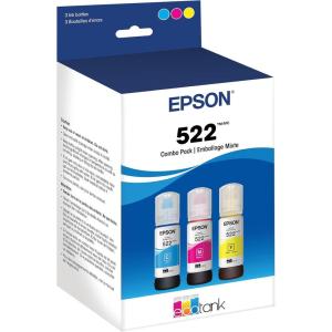 imageEPSON 522 EcoTank Ink Ultrahigh Capacity Bottle Color Combo Pack T522520S Works with EcoTank ET2720 ET2800 ET2803 ET2840 ET4700 ET4800 ET4810Ink