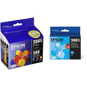 imageEpson 288 DURABrite Ultra Ink High Capacity Black ampamp Standard Color Cartridge Combo Pack T288XLBCS 288 DURABrite Ultra Ink High Capacity Cyan Cartridge T288XL220S4 Color Ink  Cyan Ink