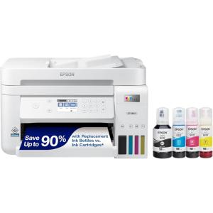 imageEpson EcoTank ET3843 Wireless Color AllinOne CartridgeFree Supertank Printer with Scanner Copier ADF and Ethernetfor The Ultimate Home Office WhiteET3843