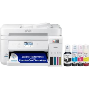 imageEpson EcoTank ET4850 Wireless AllinOne CartridgeFree Supertank Printer with Scanner Copier Fax ADF and Ethernet White RenewedET4850W Renewed