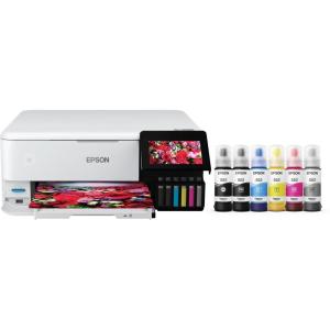 imageEpson EcoTank Photo ET8500 Wireless Color AllinOne Supertank Printer with Scanner Copier Ethernet and 43inch Color Touchscreen White Large